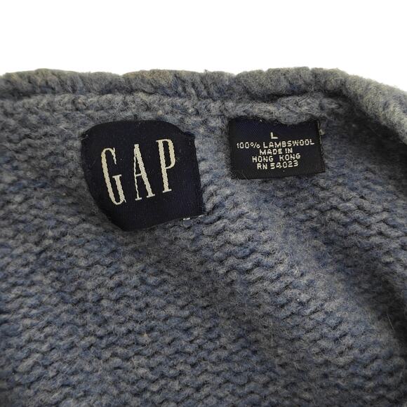 Vintage Gap Lambswool Sweater Pullover V Neck Blue Womens Large - Picture 2 of 3